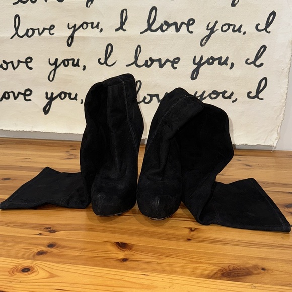 Platform bebe Black Suede Thigh High Boots - Picture 3 of 9